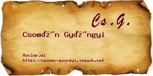 Csomán Gyöngyi névjegykártya